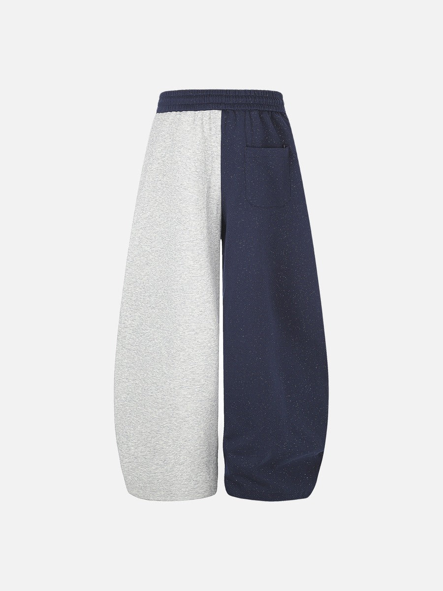 Two-Tone Wide-Leg Sweatpants with Number 8