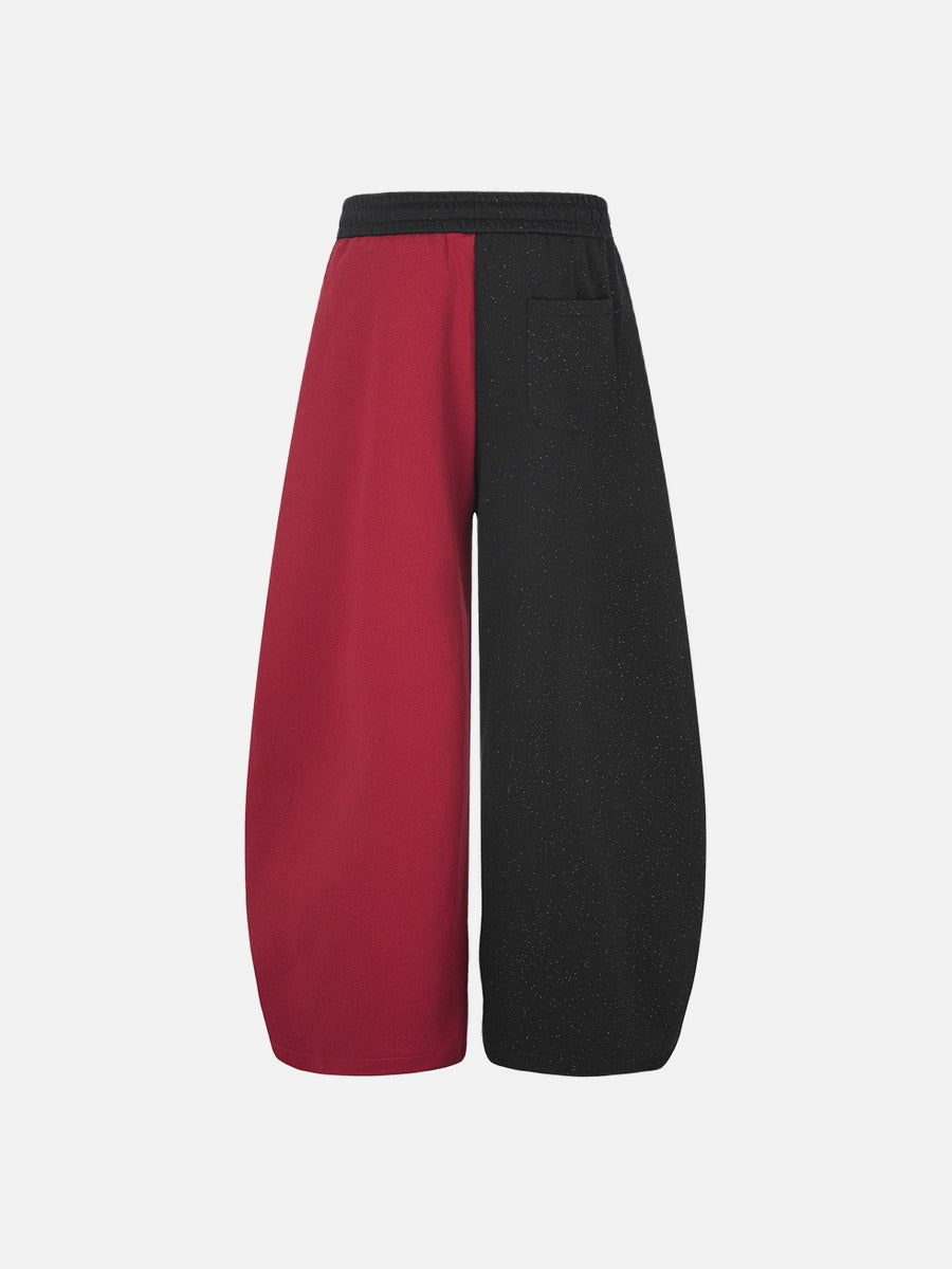 Two-Tone Wide-Leg Sweatpants with Number 8