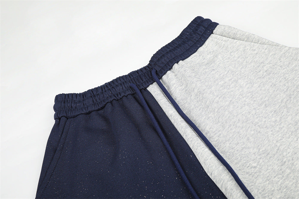 Two-Tone Wide-Leg Sweatpants with Number 8