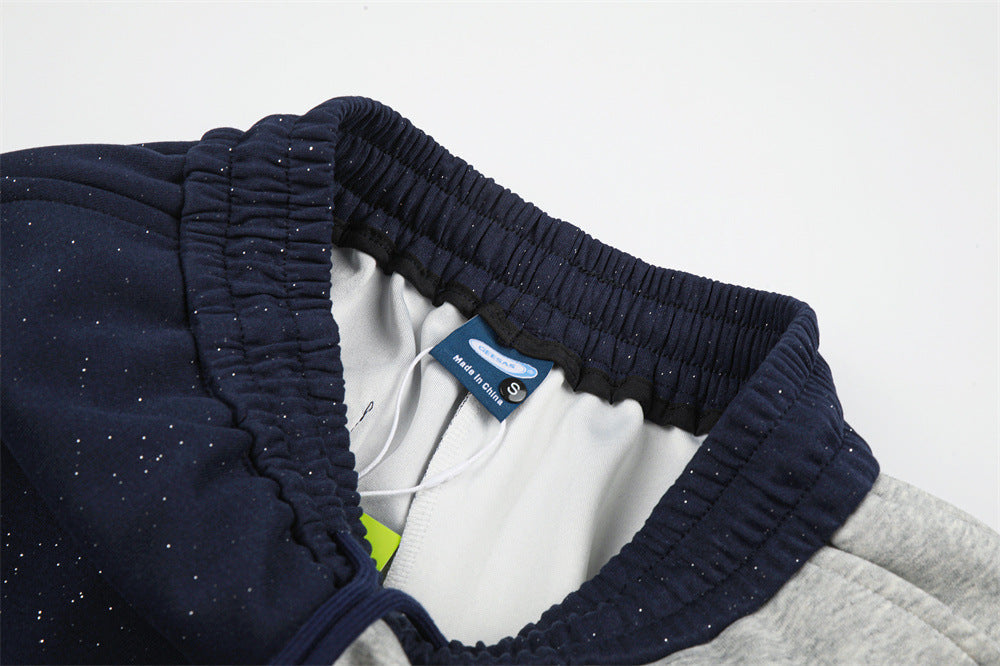 Two-Tone Wide-Leg Sweatpants with Number 8