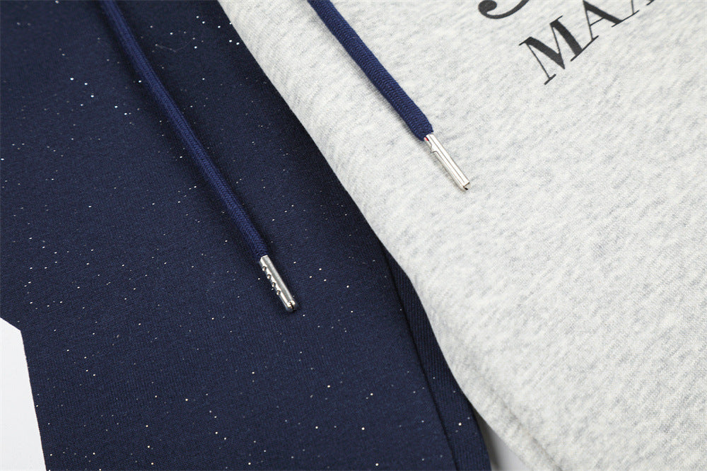 Two-Tone Wide-Leg Sweatpants with Number 8