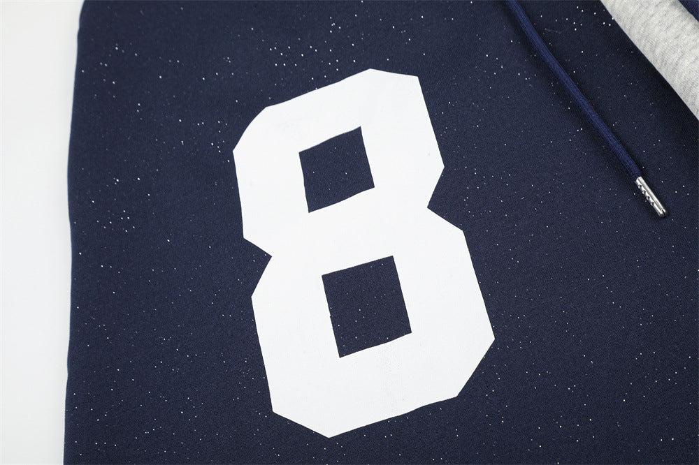 Two-Tone Wide-Leg Sweatpants with Number 8