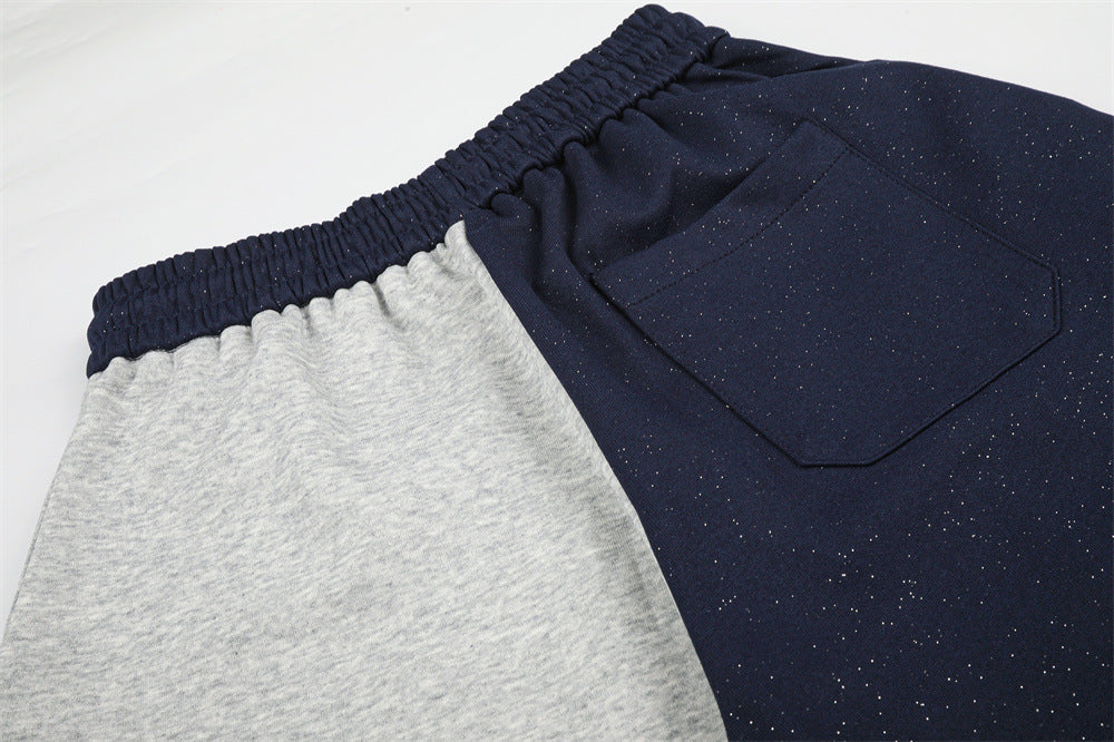 Two-Tone Wide-Leg Sweatpants with Number 8
