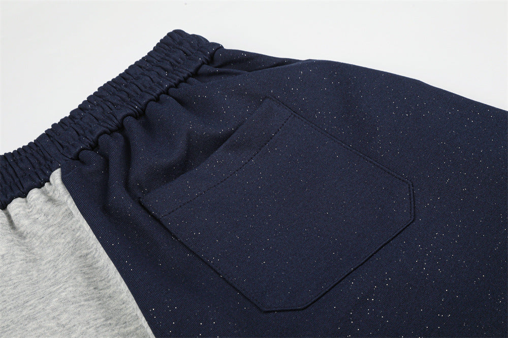 Two-Tone Wide-Leg Sweatpants with Number 8