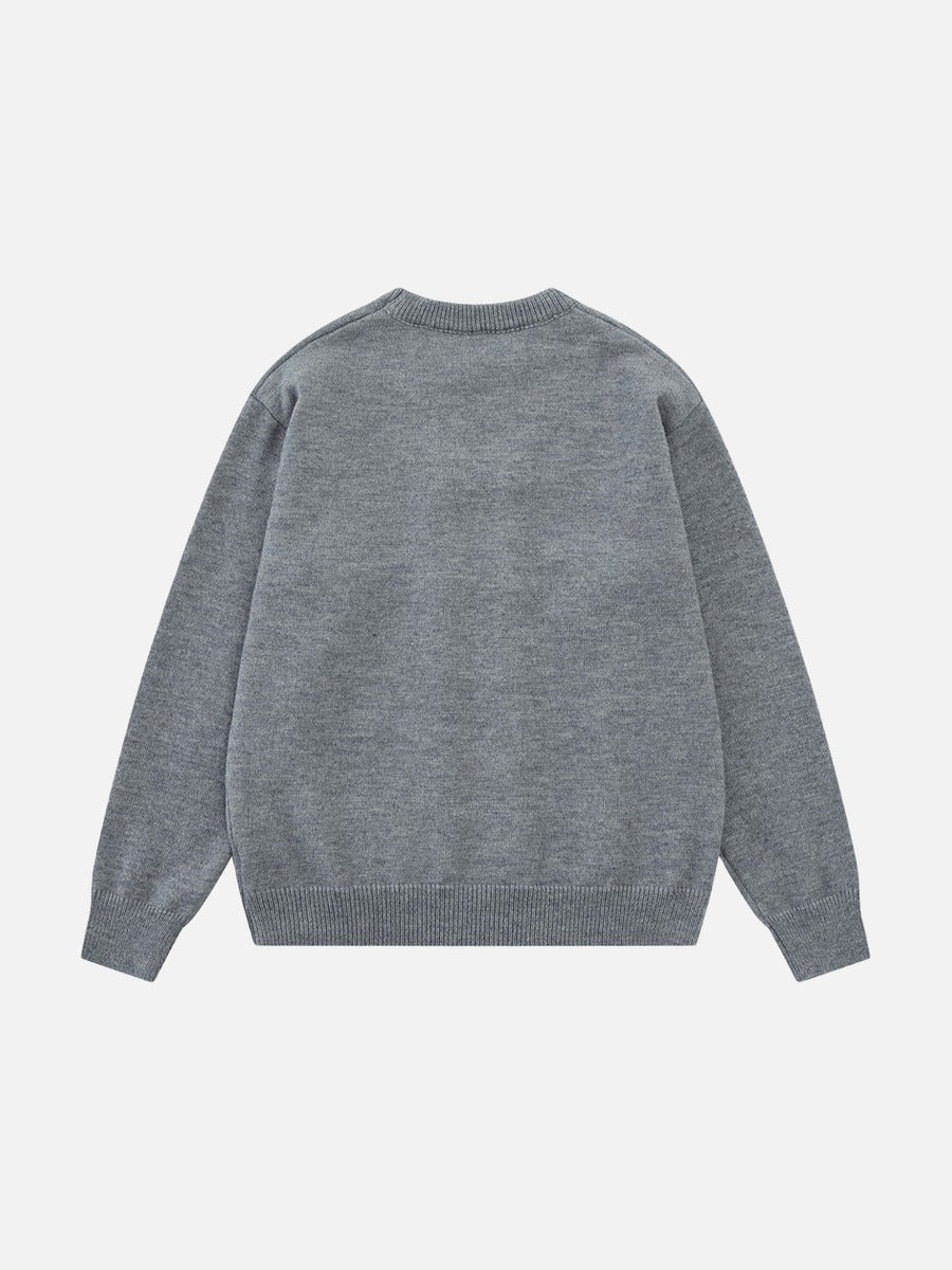 DAXUEN grey vertical argyle pattern knit sweater