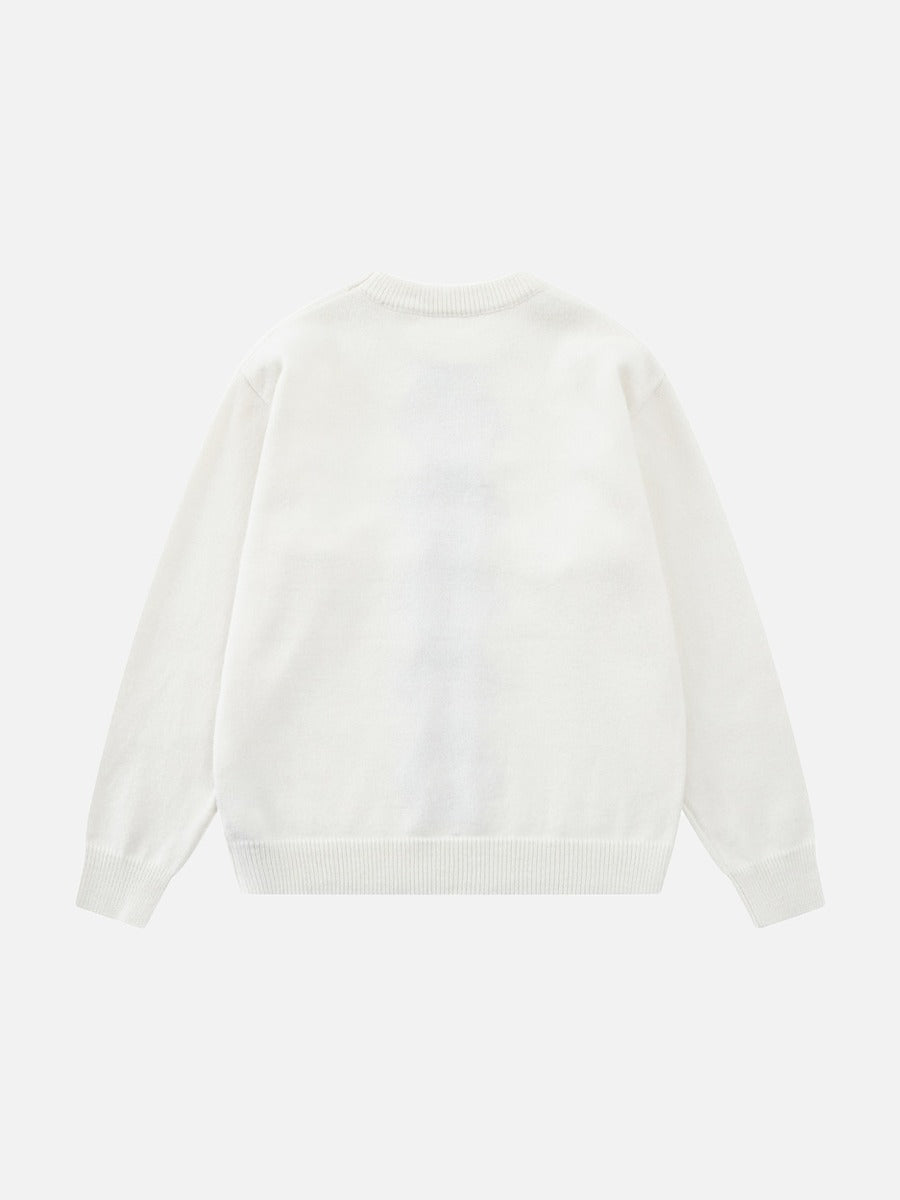 DAXUEN grey vertical argyle pattern knit sweater