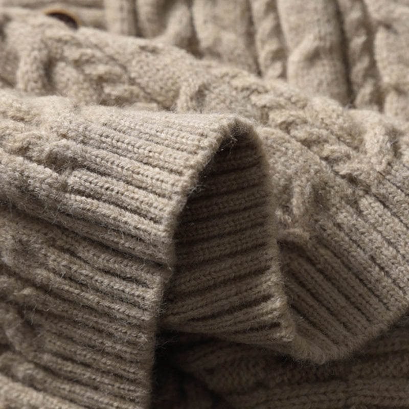 Vertical Cable Knit Black Cardigan Vest