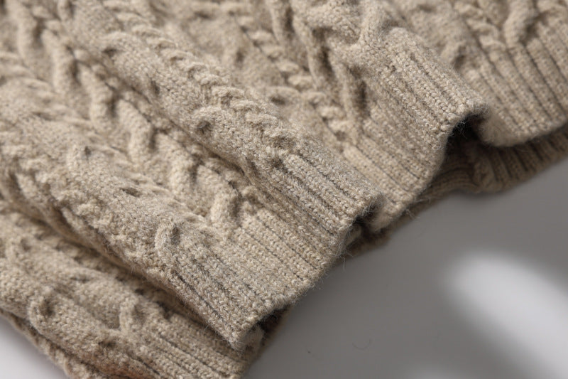 Vertical Cable Knit Black Cardigan Vest