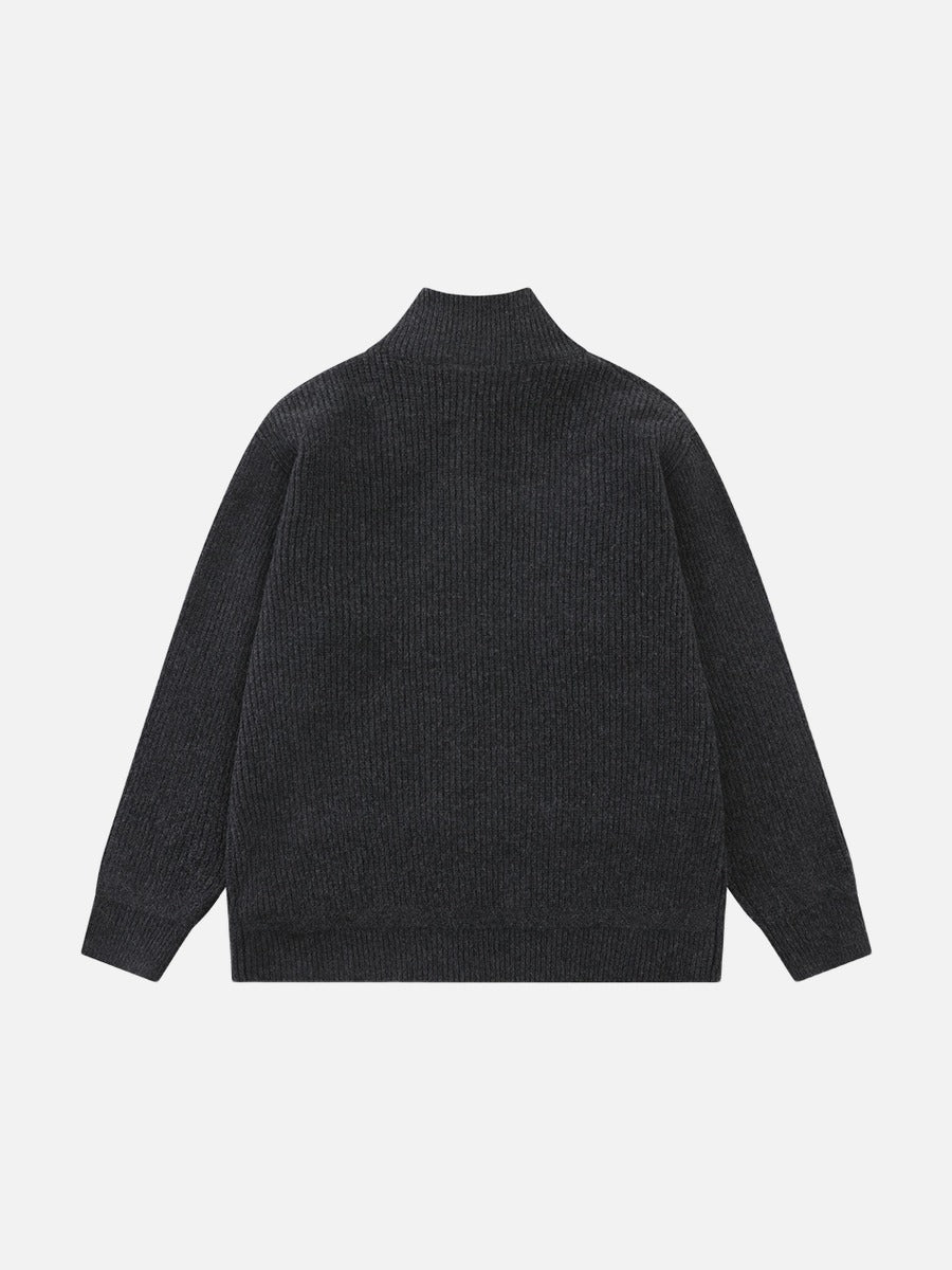 DAXUEN black vertical ribbed mock neck jacket