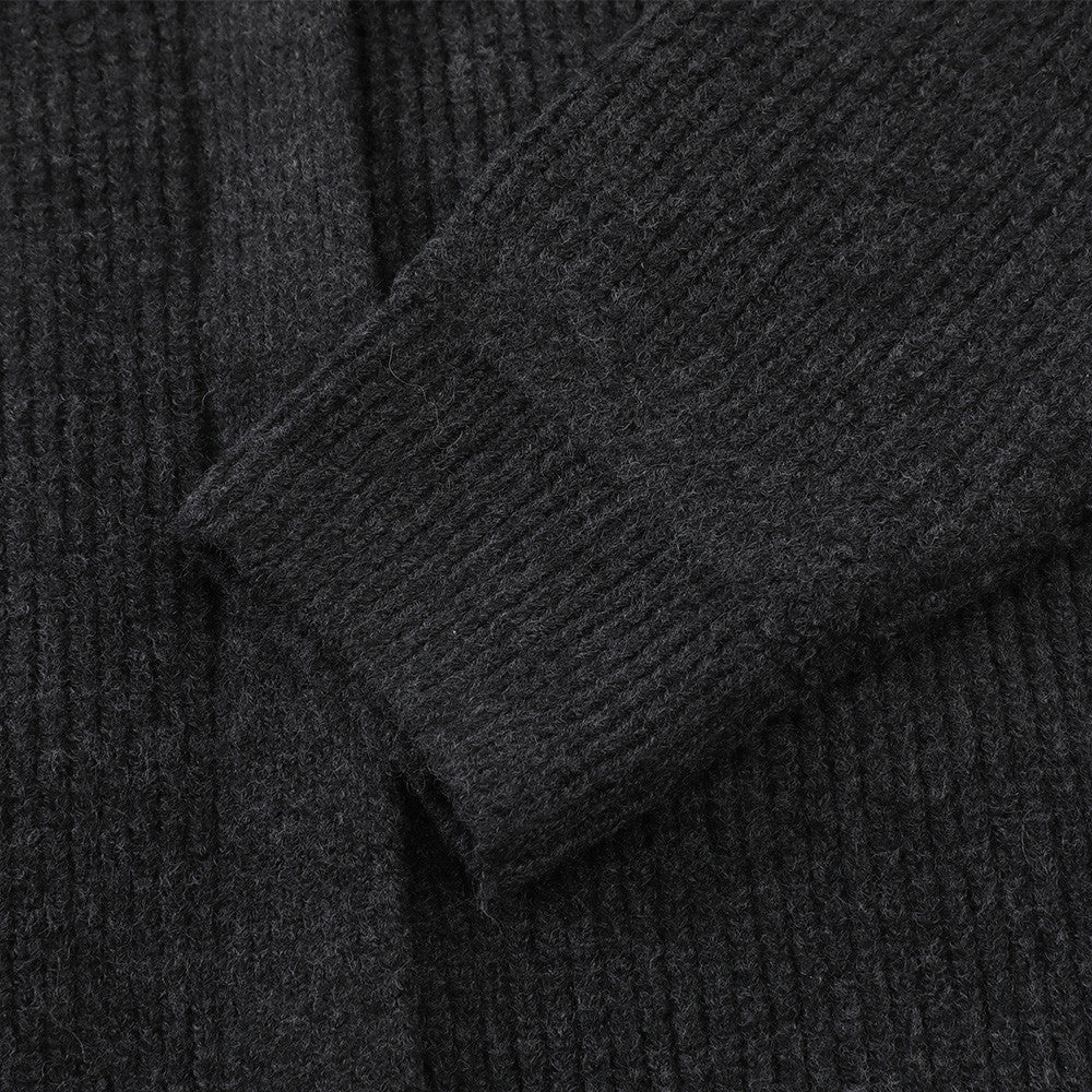 DAXUEN black vertical ribbed mock neck jacket