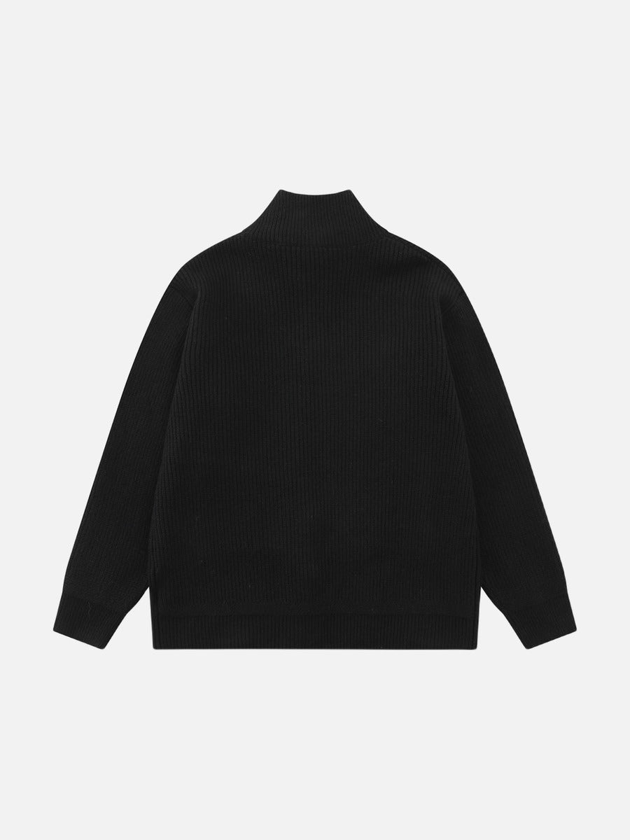 DAXUEN black vertical ribbed mock neck jacket