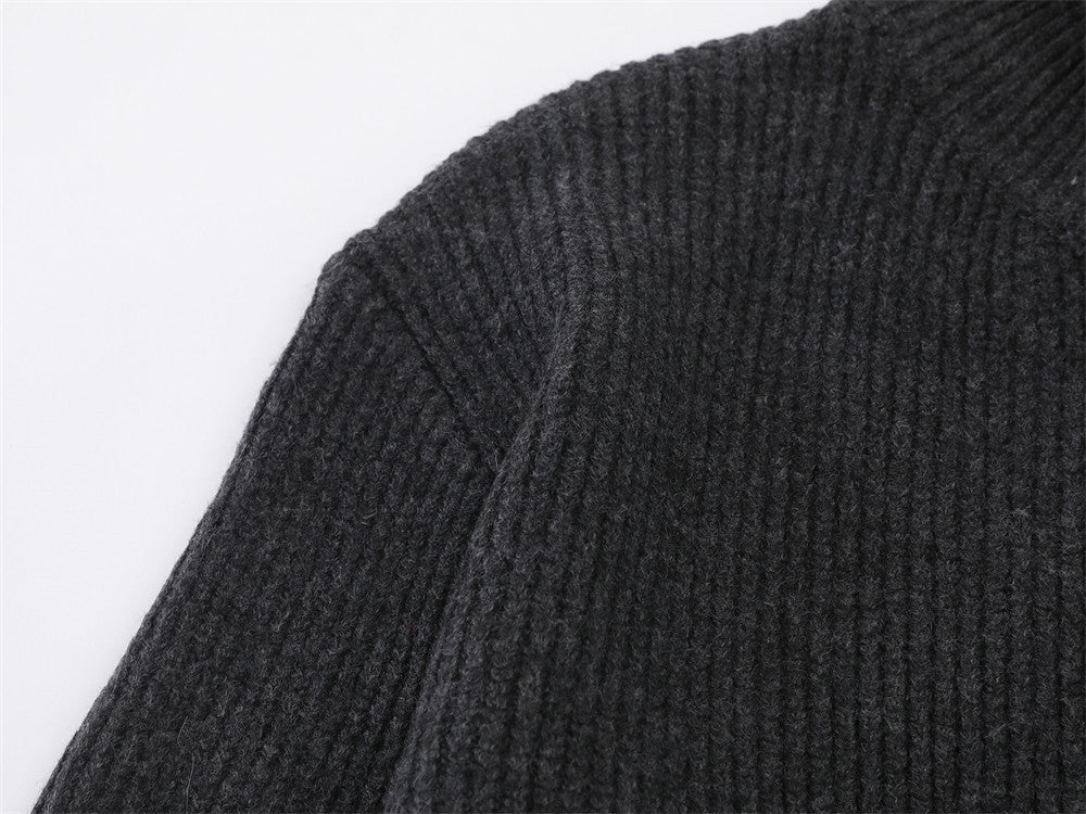 DAXUEN black vertical ribbed mock neck jacket