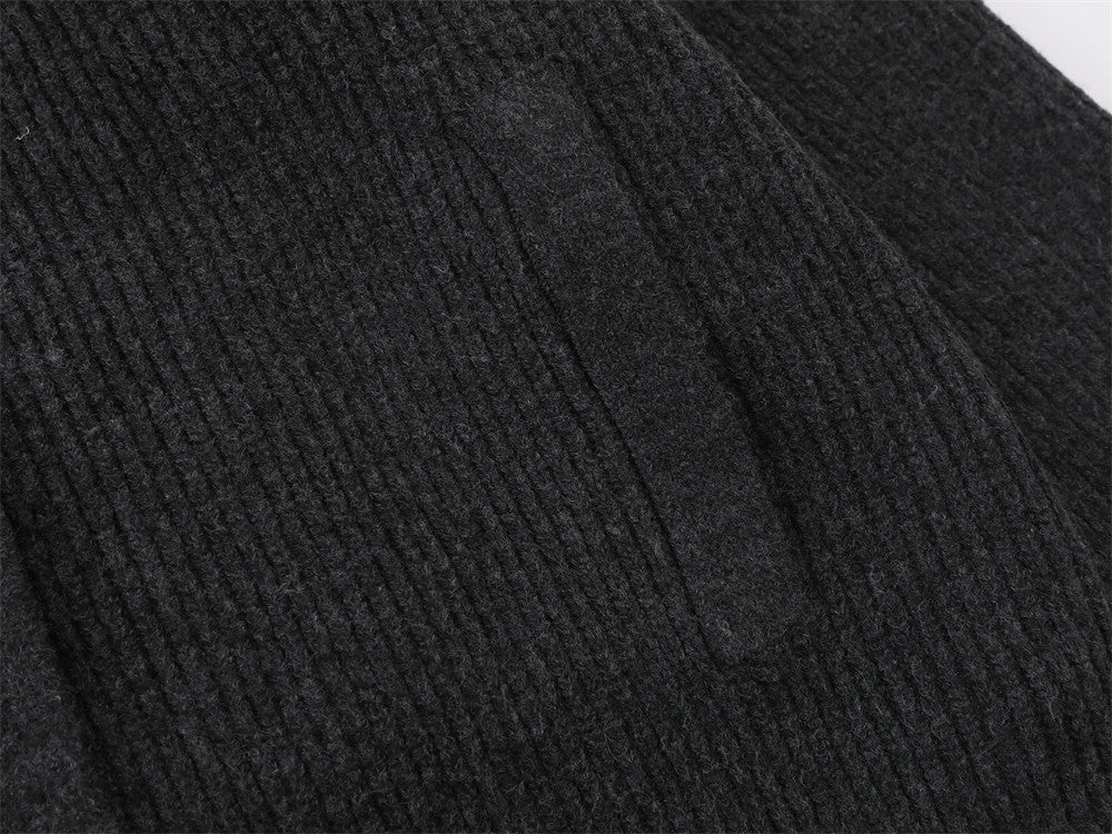 DAXUEN black vertical ribbed mock neck jacket