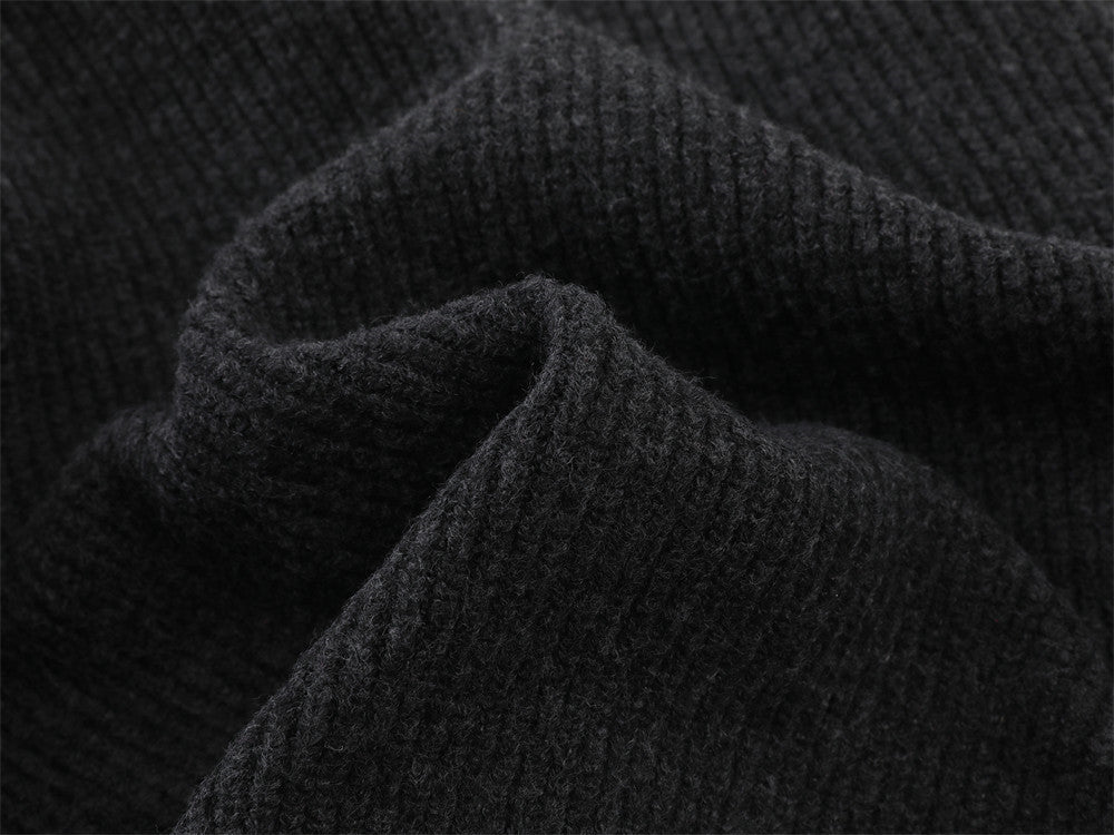 DAXUEN black vertical ribbed mock neck jacket