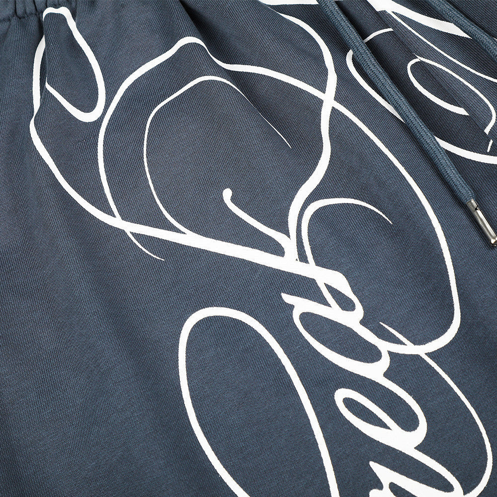 Vertical Script Print Dark Blue-Grey Sweatpants