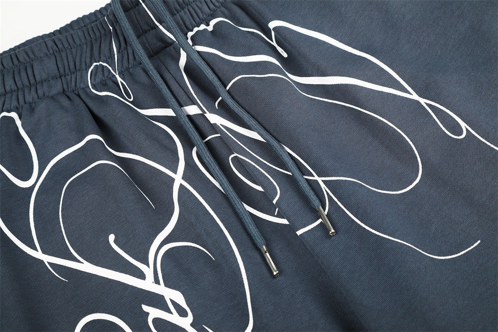 Vertical Script Print Dark Blue-Grey Sweatpants
