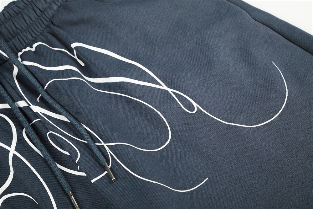 Vertical Script Print Dark Blue-Grey Sweatpants