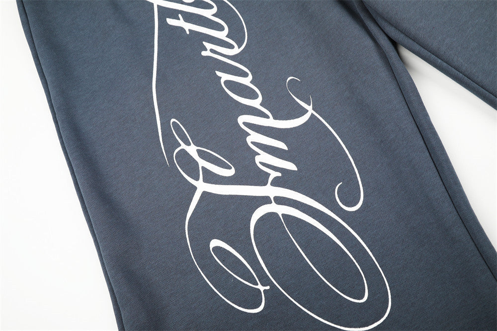 Vertical Script Print Dark Blue-Grey Sweatpants