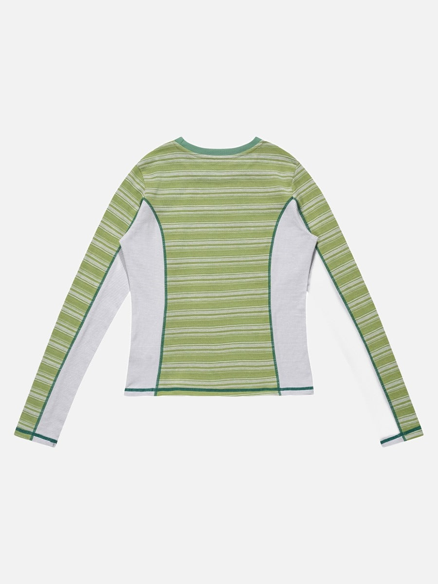 Vibrant Striped Slim-Fit Long Sleeve Top