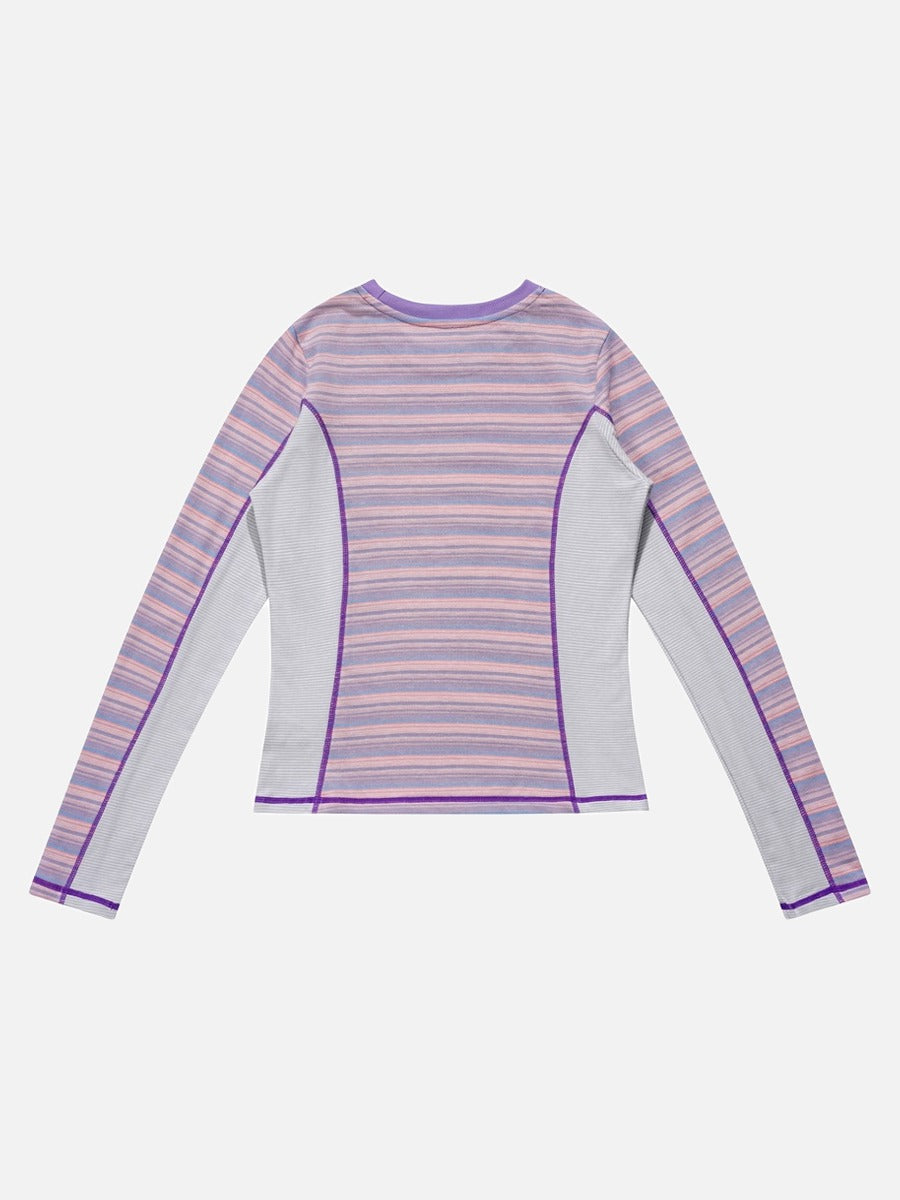 Vibrant Striped Slim-Fit Long Sleeve Top
