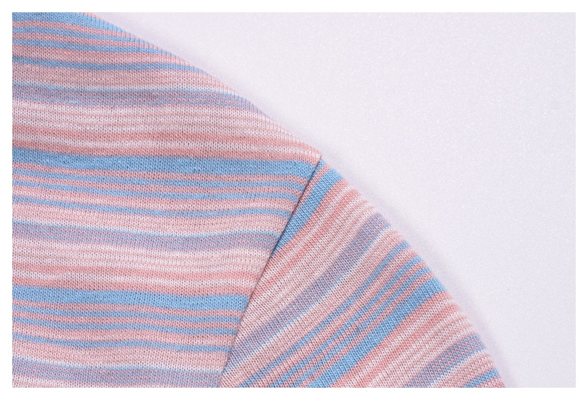 Vibrant Striped Slim-Fit Long Sleeve Top