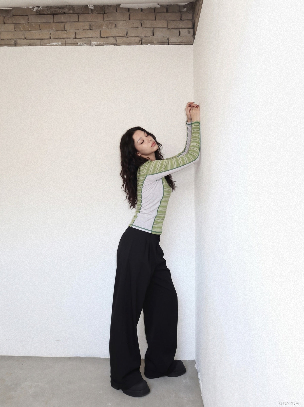 Vibrant Striped Slim-Fit Long Sleeve Top