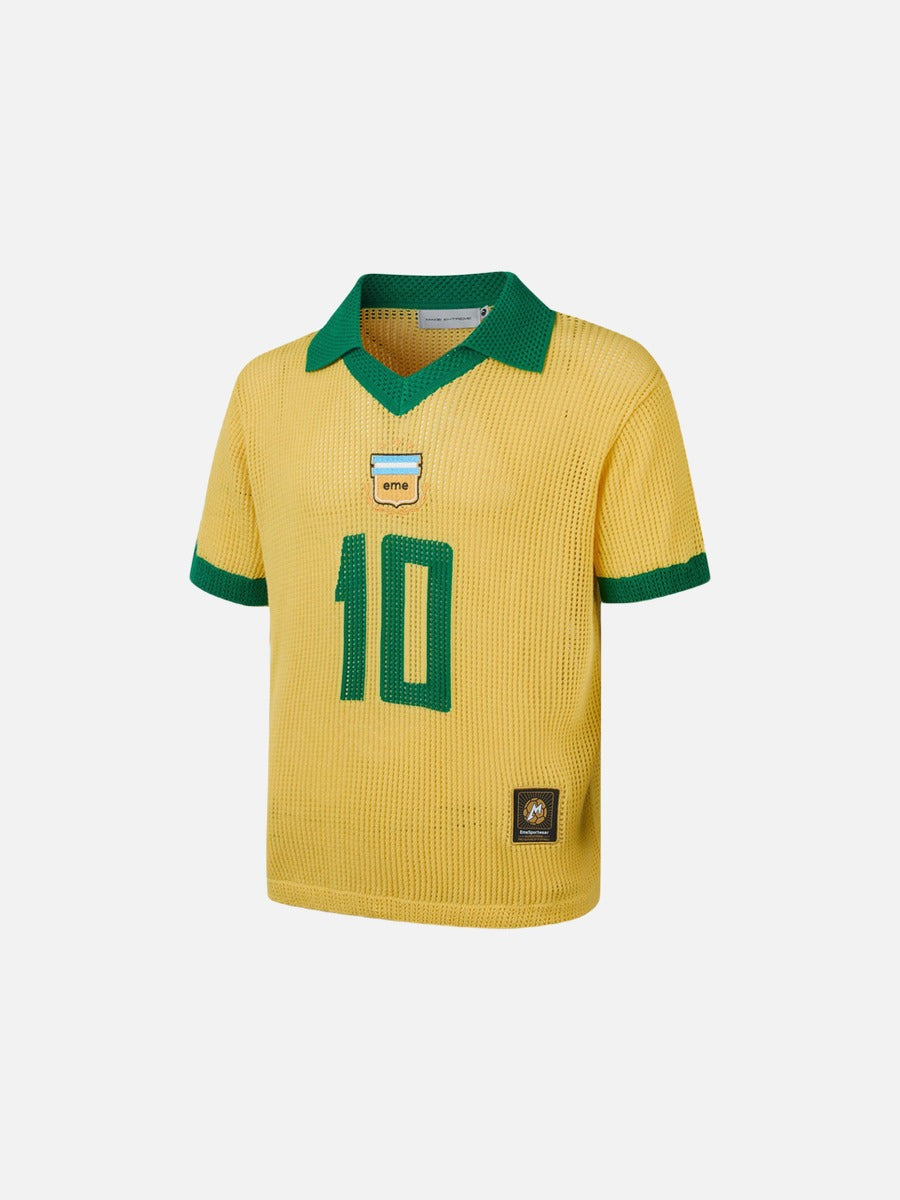 Vibrant Yellow Mesh Polo with Emblem 10