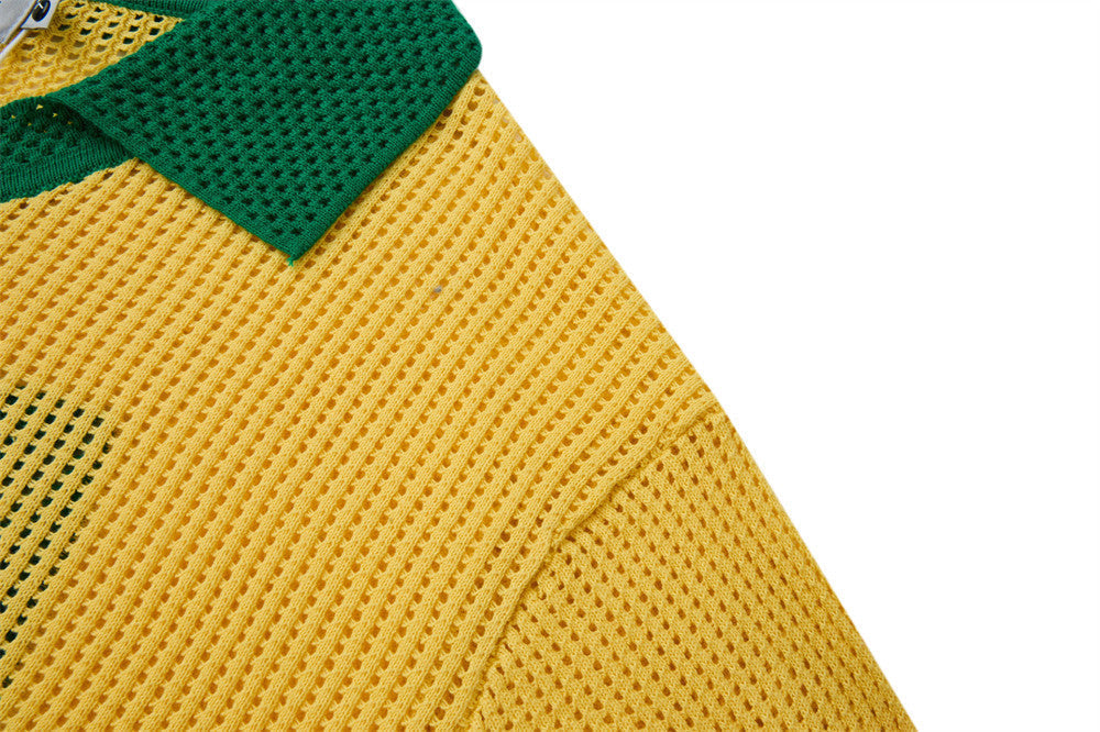 Vibrant Yellow Mesh Polo with Emblem 10