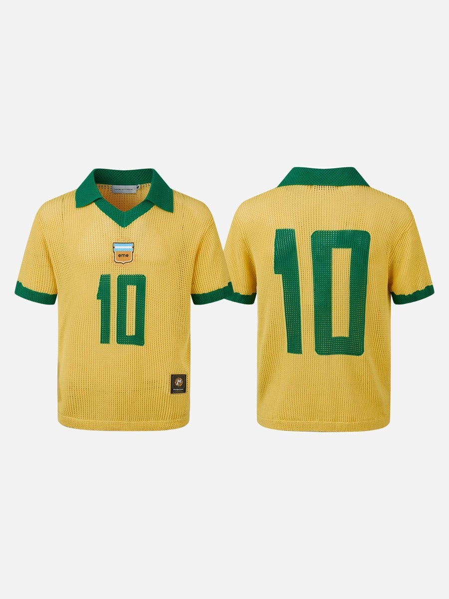 Vibrant Yellow Mesh Polo with Emblem 10