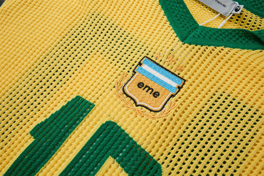 Vibrant Yellow Mesh Polo with Emblem 10