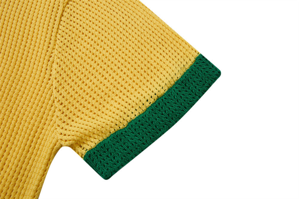 Vibrant Yellow Mesh Polo with Emblem 10