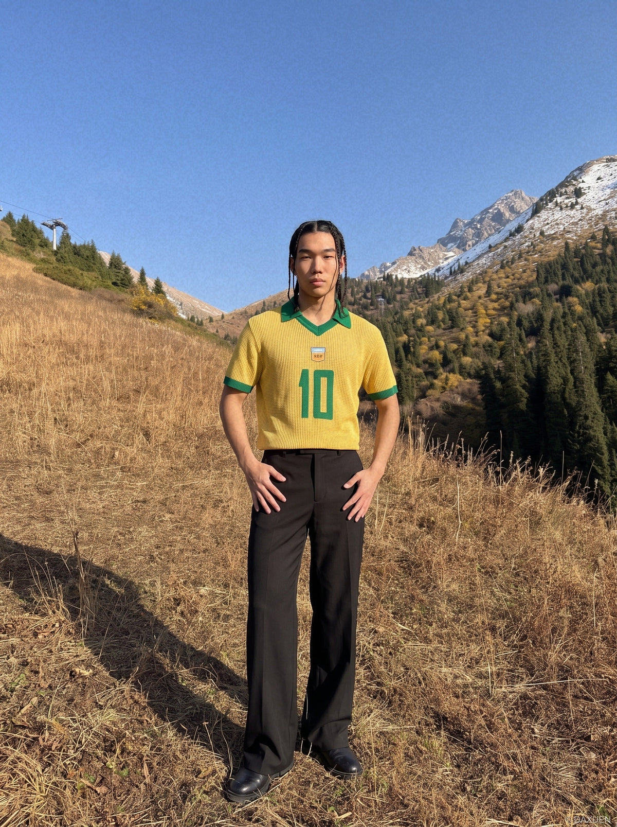 Vibrant Yellow Mesh Polo with Emblem 10
