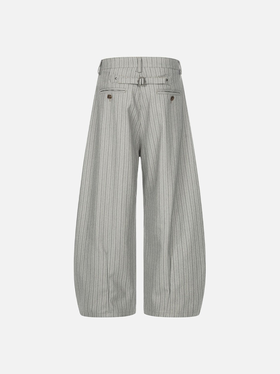 DAXUEN Light grey wide-leg trousers with pinstripes