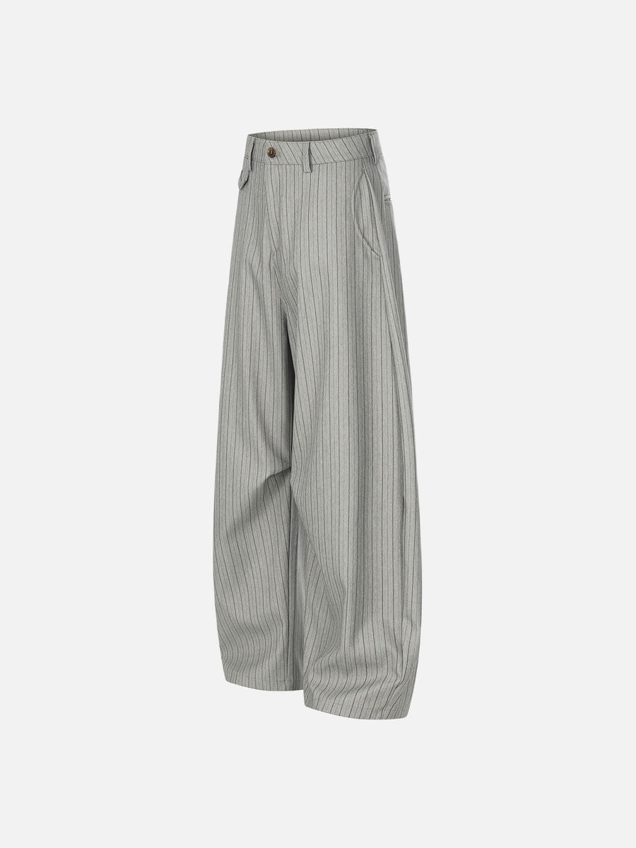 DAXUEN Light grey wide-leg trousers with pinstripes