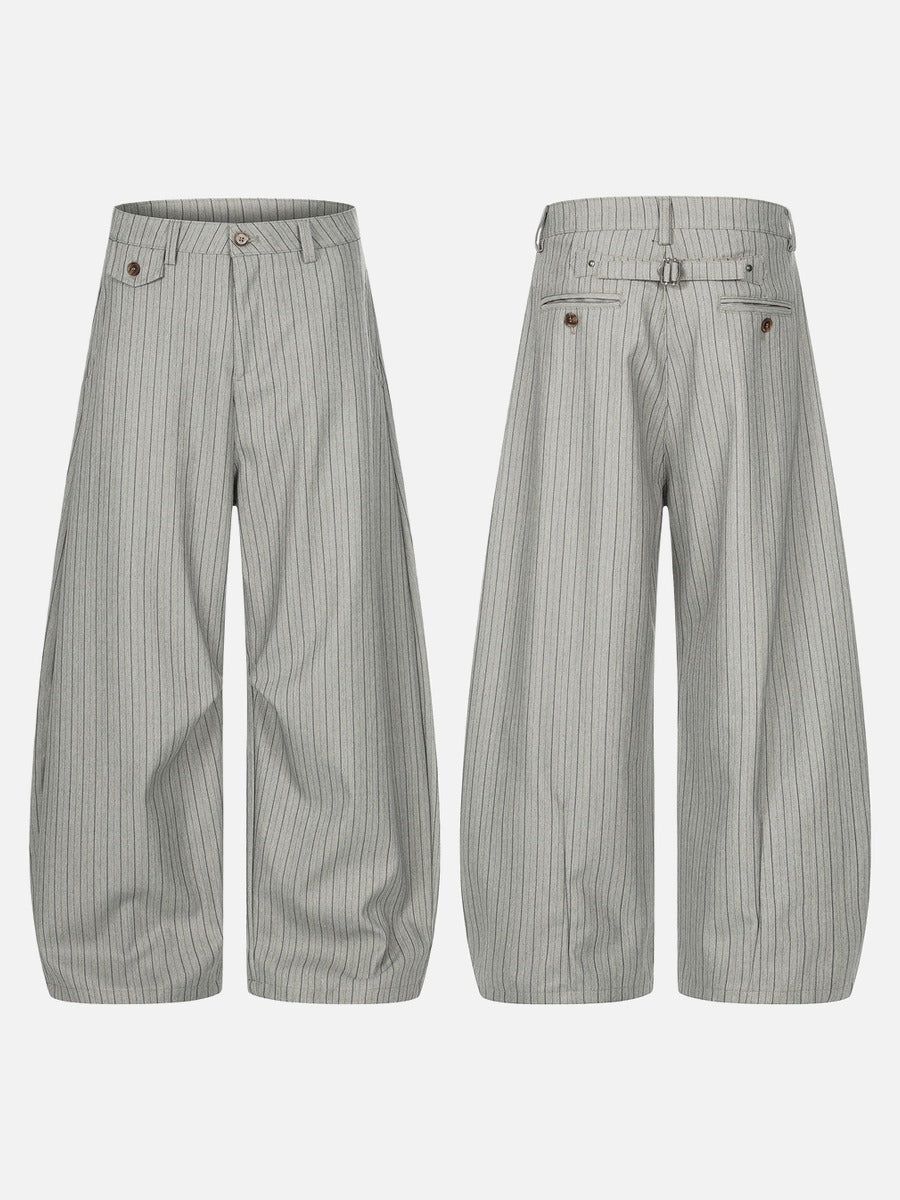DAXUEN Light grey wide-leg trousers with pinstripes