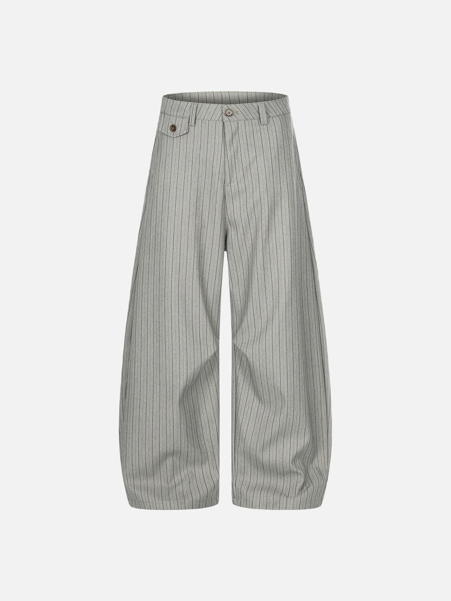 DAXUEN Light grey wide-leg trousers with pinstripes