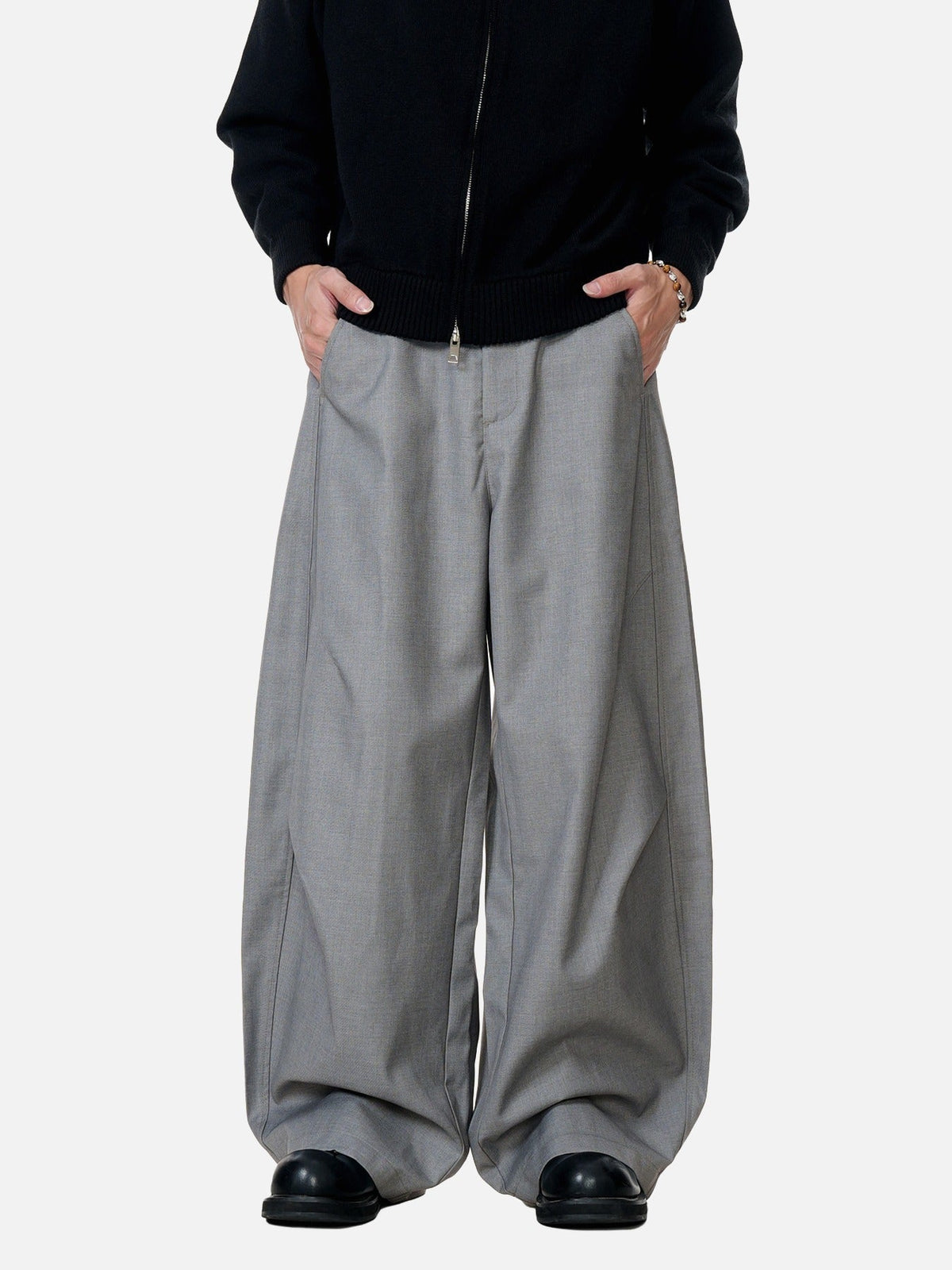 Voluminous Grey Wide-Leg Trousers