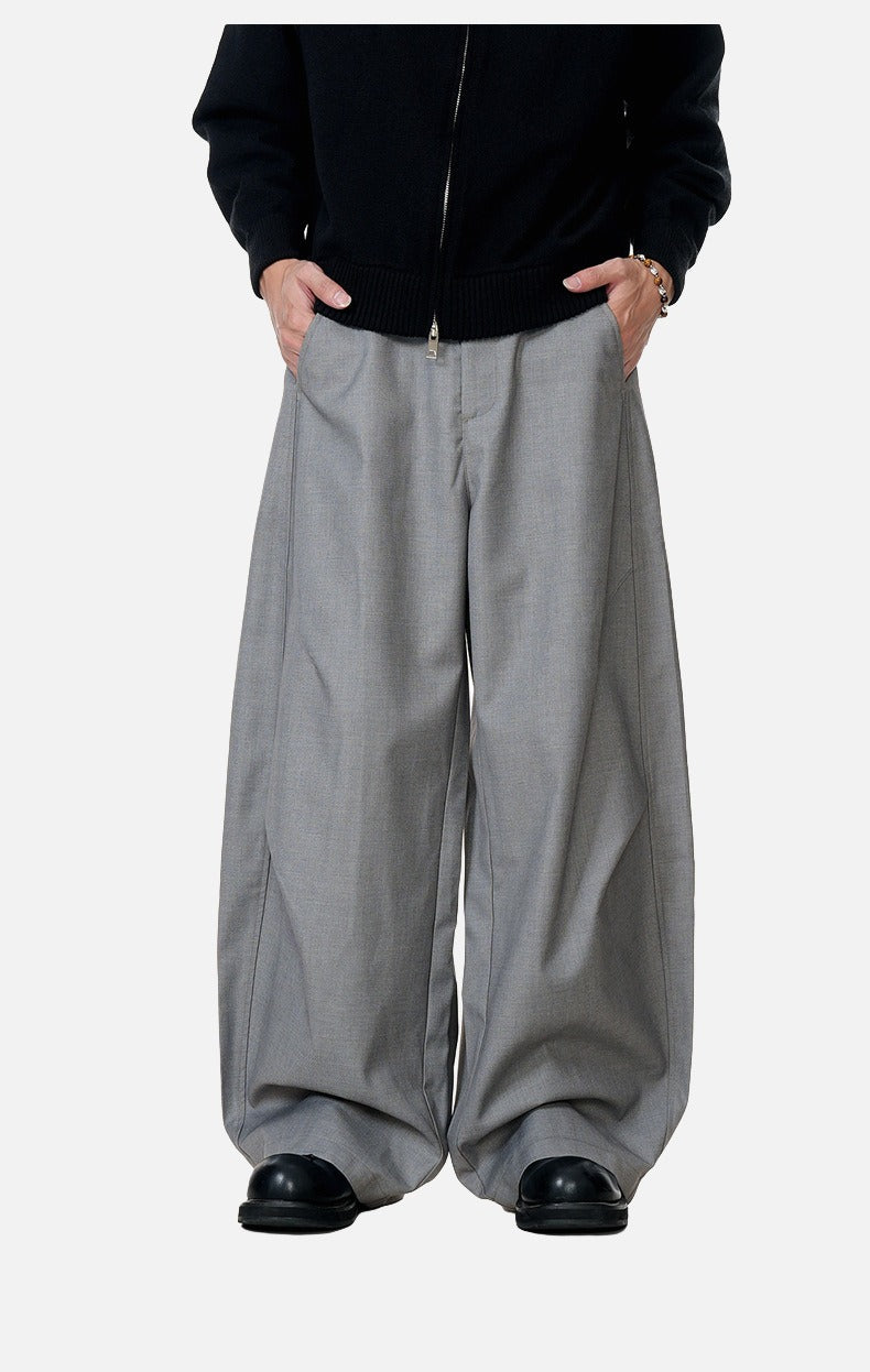 Voluminous Grey Wide-Leg Trousers