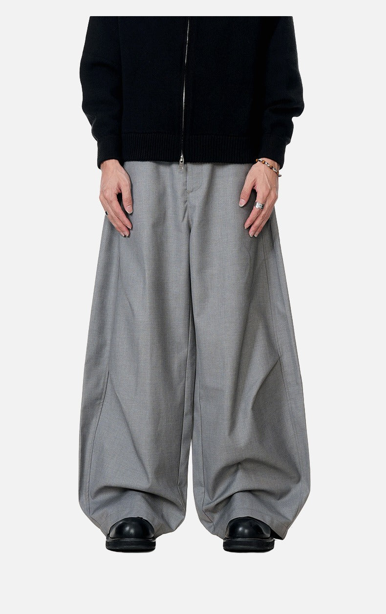 Voluminous Grey Wide-Leg Trousers