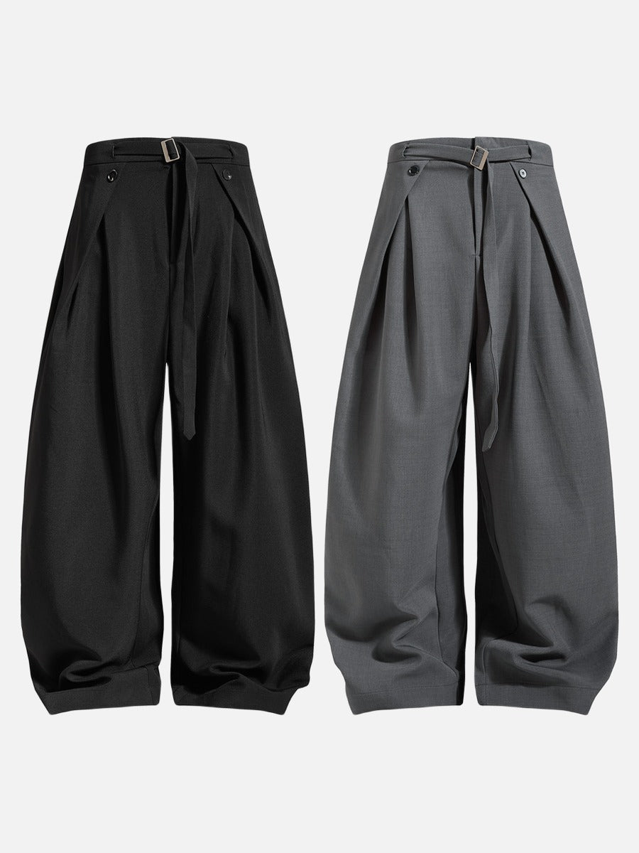 Voluminous High-Waisted Trousers with Belt
