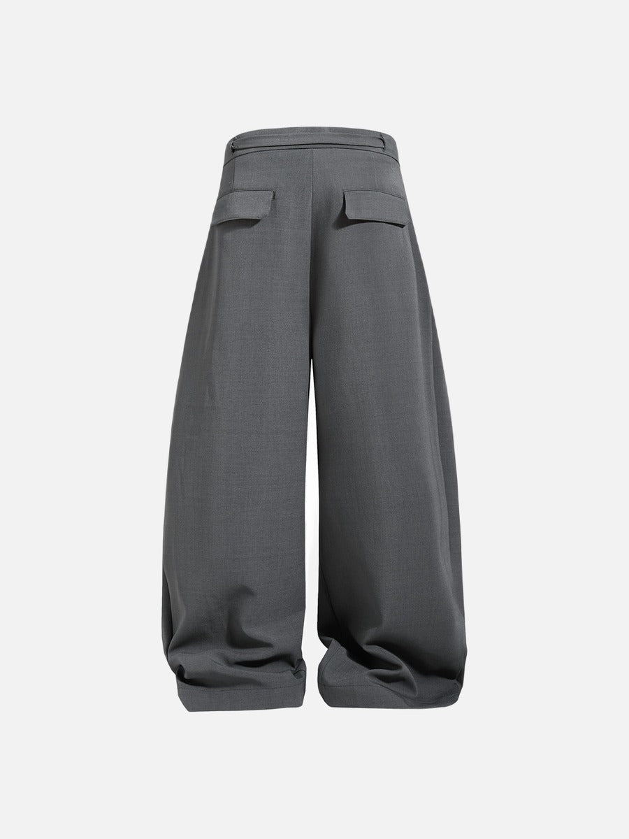 Voluminous High-Waisted Trousers with Belt
