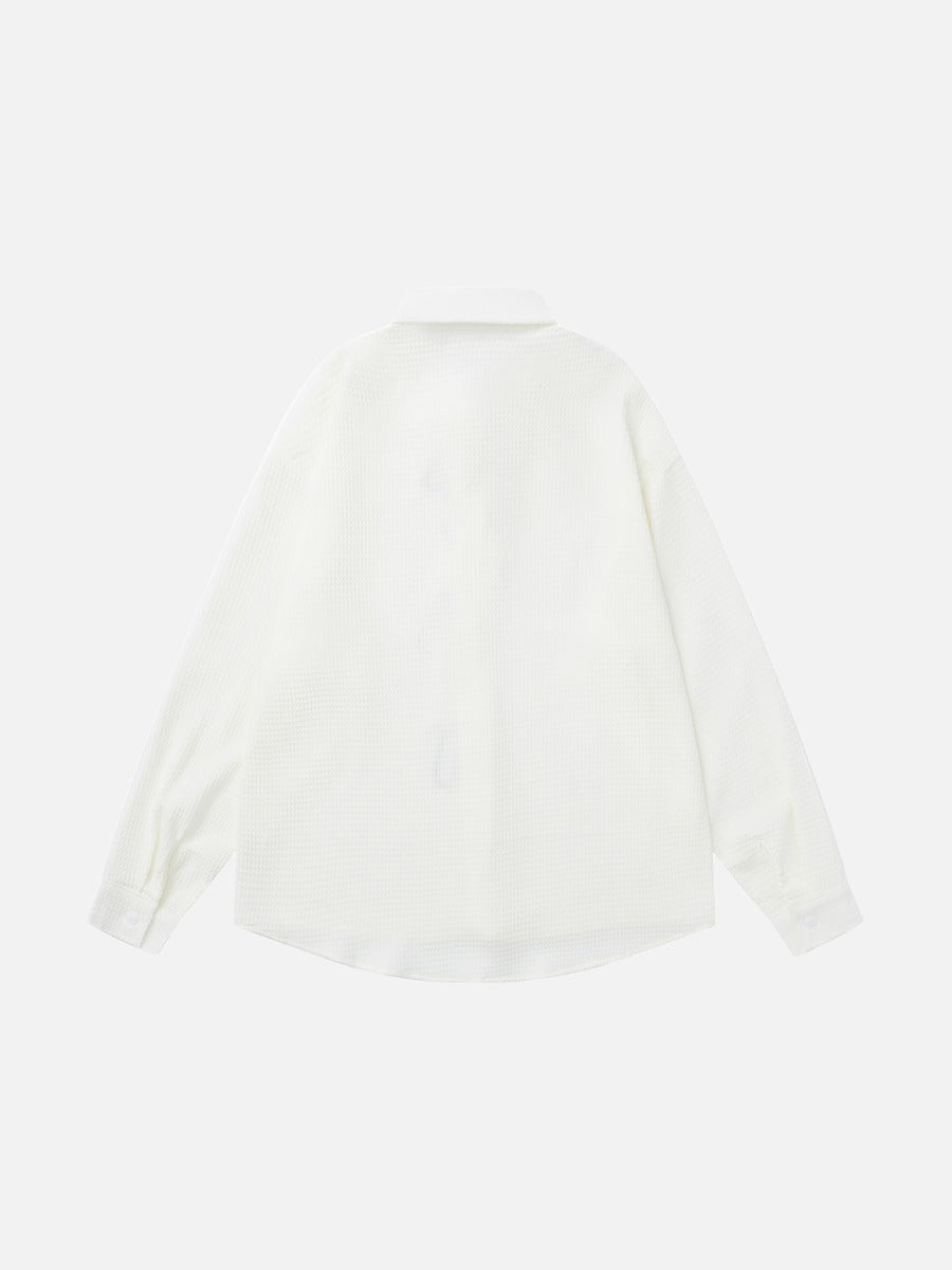 DAXUEN white waffle knit cartoon dog graphic shirt