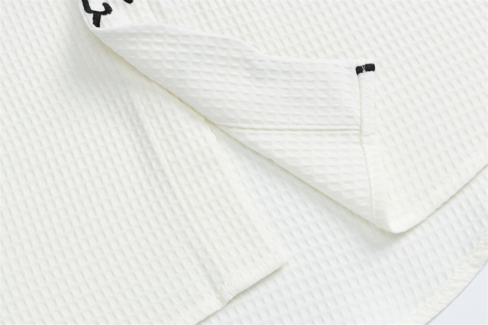 DAXUEN white waffle knit cartoon dog graphic shirt