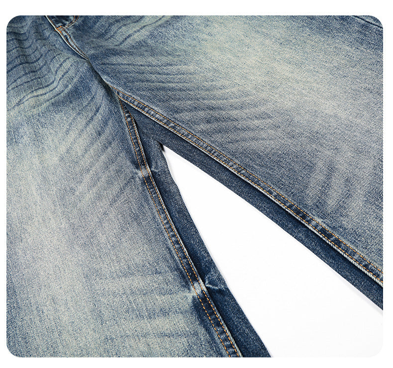 Washed Blue Wide-Leg Denim Jeans
