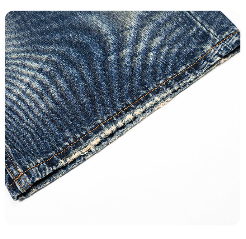 Washed Blue Wide-Leg Denim Jeans