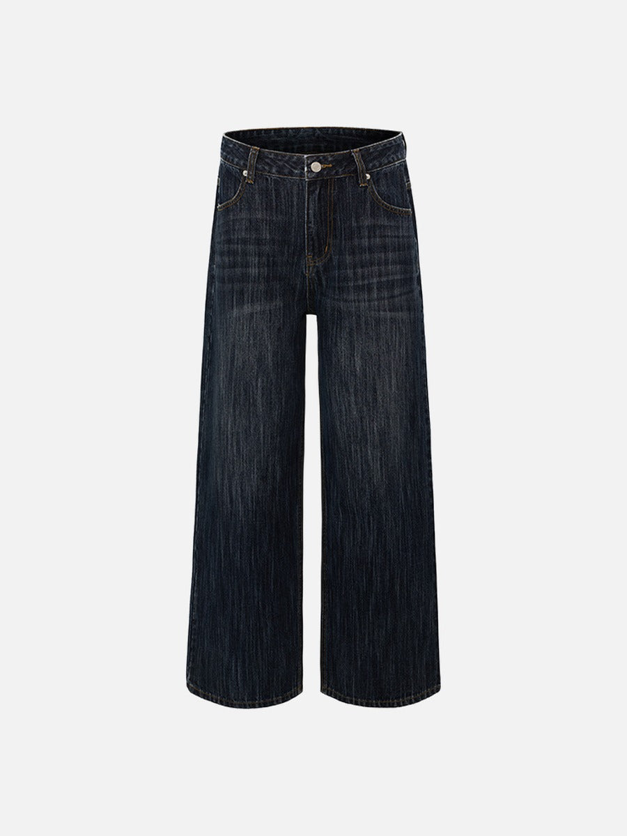 Washed Rainy Gray Wide-Leg Jeans