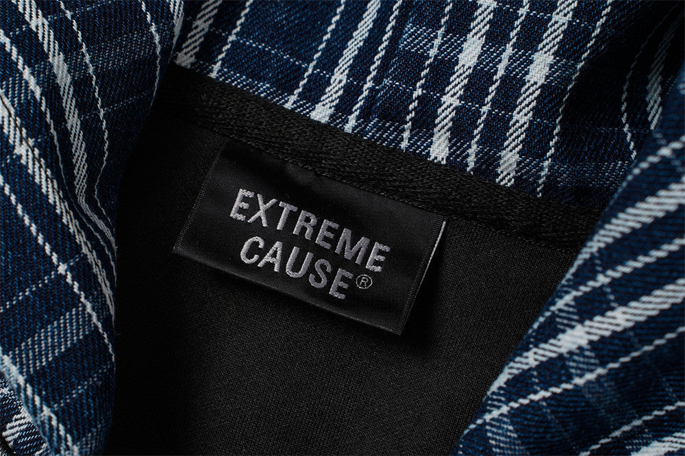 DAXUEN washed grey oversized plaid graphic jacket