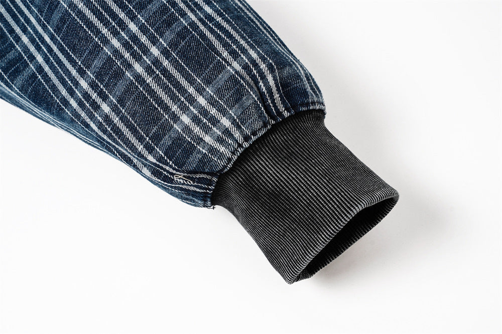 DAXUEN washed grey oversized plaid graphic jacket