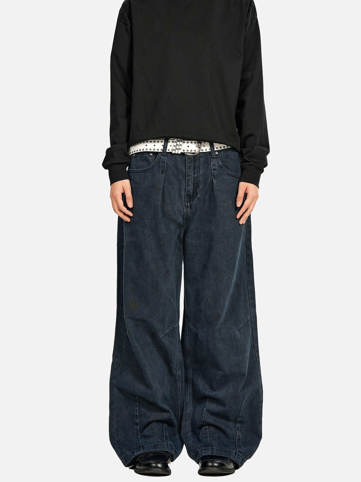 Washed Olive Wide-Leg Denim Trousers