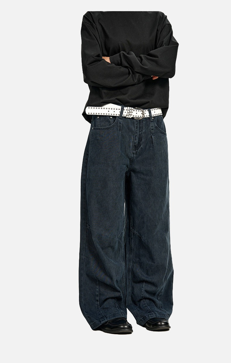 Washed Olive Wide-Leg Denim Trousers
